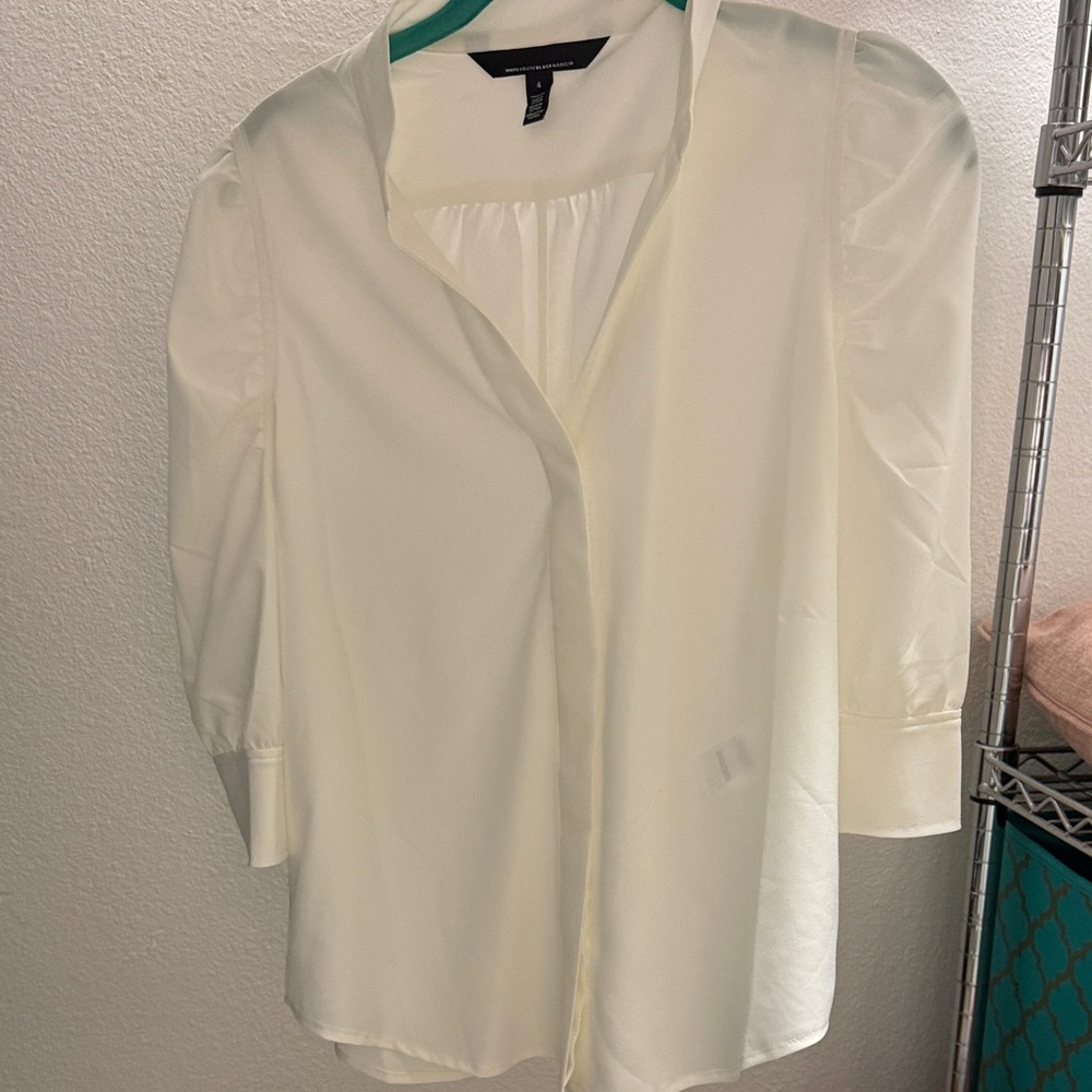 White House Black Market Cream Blouse